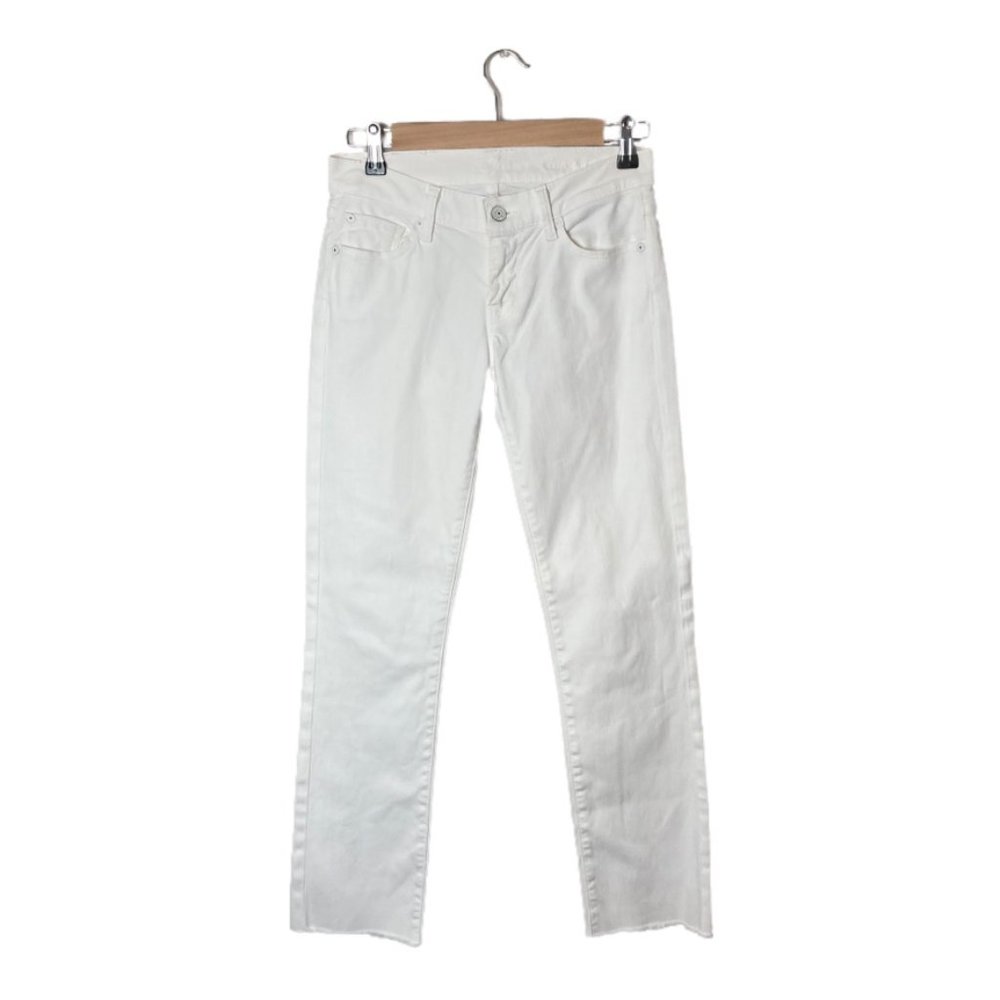 7 For All Mankind Straight Leg White Denim Pants Sz 25